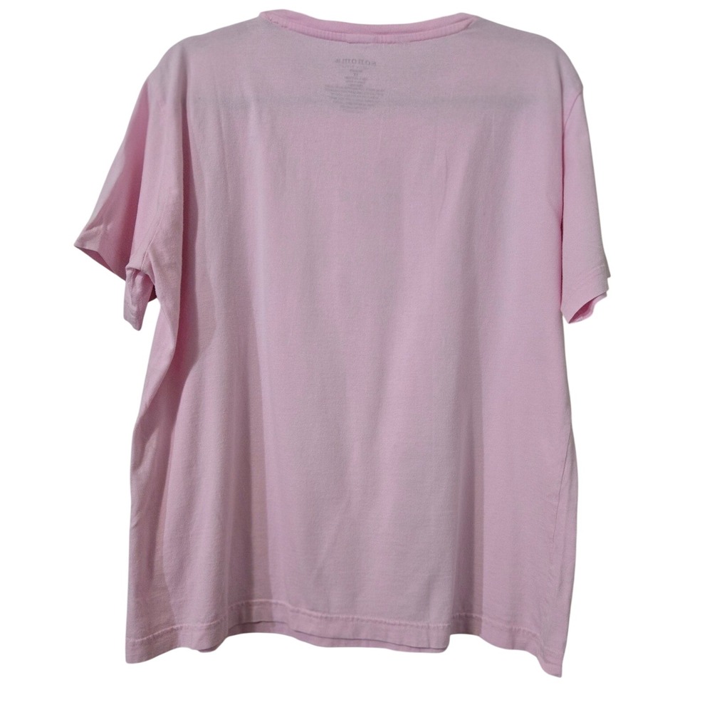 Sonoma Women's 1X Boho Pink Graphic Tee Heraldic Crest Rhinestone Cotton Shirt - Picture 6 of 7